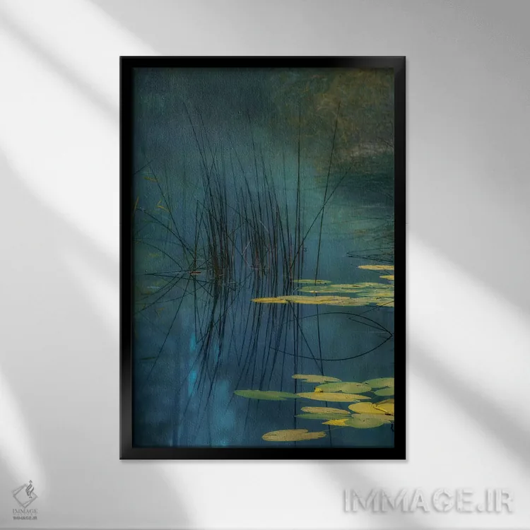 تابلو آکوا (رنگ آبی سبز) اثر آندریاس آجازی - نمای قابدار مشکی