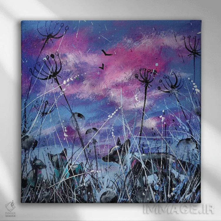 تابلو روباه غروب با تولهها اثر اندرو آلن جانسون - نمای روبهرو روی دیوار