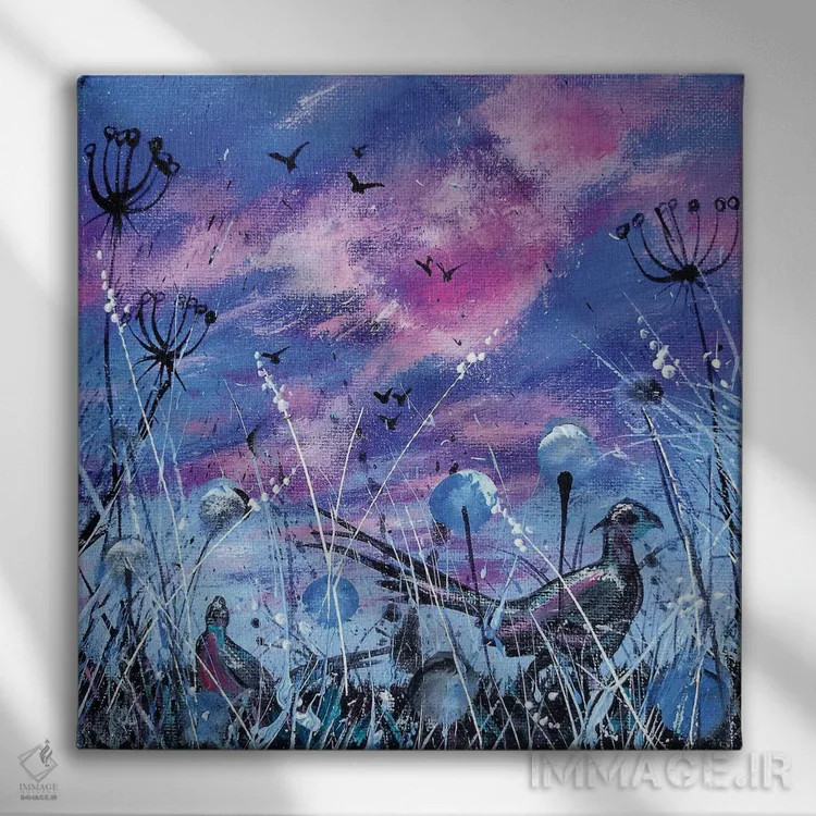 تابلو قرقاولهای غروب اثر اندرو آلن جانسون - نمای روبهرو روی دیوار