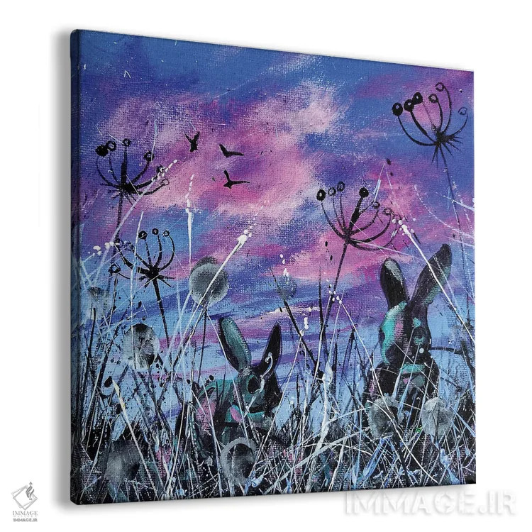 تابلو خرگوشهای غروب اثر اندرو آلن جانسون - نمای پرسپکتیو محصول