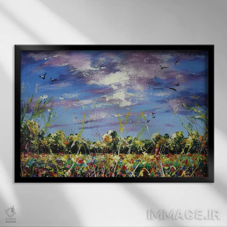 تابلو مزرعه تابستانی اثر اندرو آلن جانسون - نمای قابدار مشکی