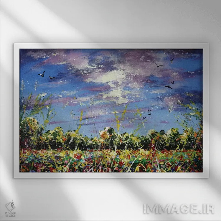 تابلو مزرعه تابستانی اثر اندرو آلن جانسون - نمای قابدار سفید