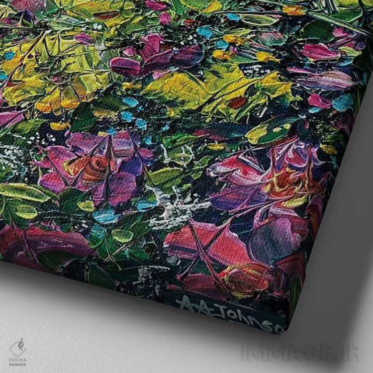 تابلو چمنزار مدیتیشن اثر اندرو آلن جانسون - نمای نزدیک بافت بوم