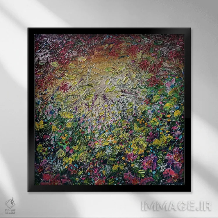 تابلو چمنزار مدیتیشن اثر اندرو آلن جانسون - نمای قابدار مشکی