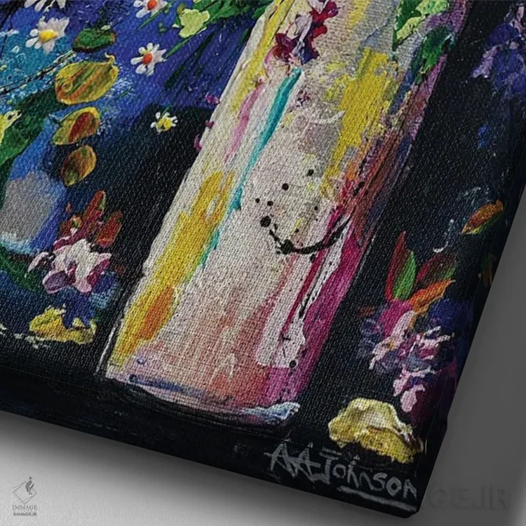 تابلو شادی فراوان اثر اندرو آلن جانسون - نمای نزدیک بافت بوم