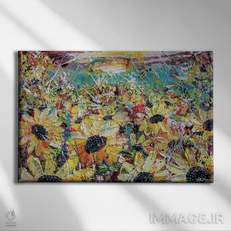 تابلو چمنزار پرهیاهو اثر اندرو آلن جانسون - نمای روبهرو روی دیوار