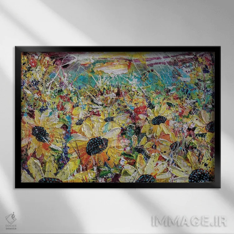 تابلو چمنزار پرهیاهو اثر اندرو آلن جانسون - نمای قابدار مشکی