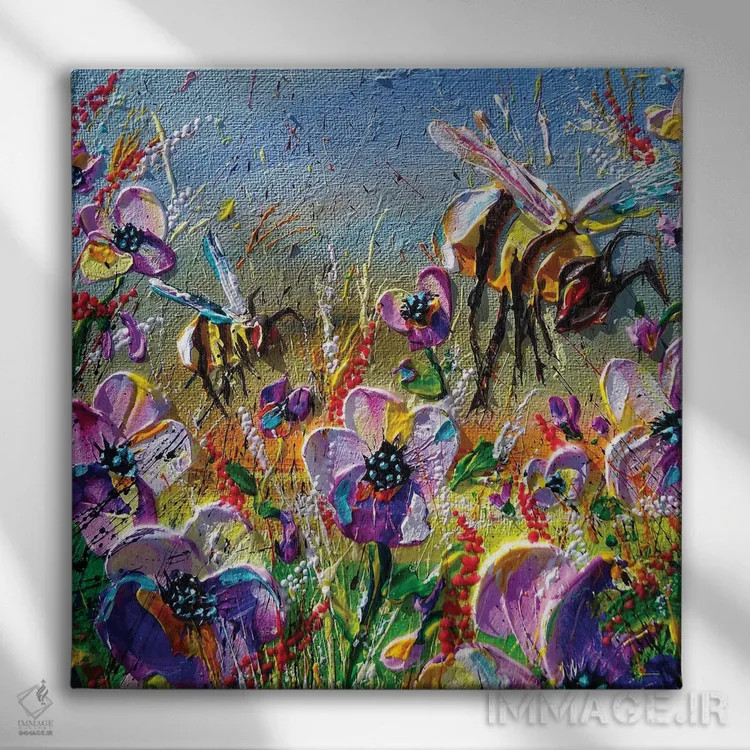 تابلو ابری همراه با احتمال زنبورها اثر اندرو آلن جانسون - نمای روبهرو روی دیوار