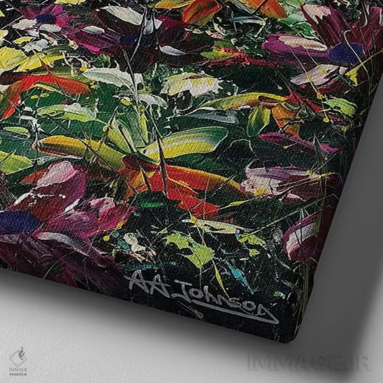 تابلو آرامش آب اثر اندرو آلن جانسون - نمای نزدیک بافت بوم