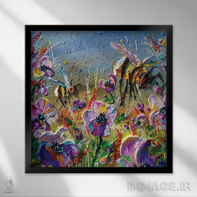 تابلو ابری همراه با احتمال زنبورها اثر اندرو آلن جانسون - نمای قابدار مشکی