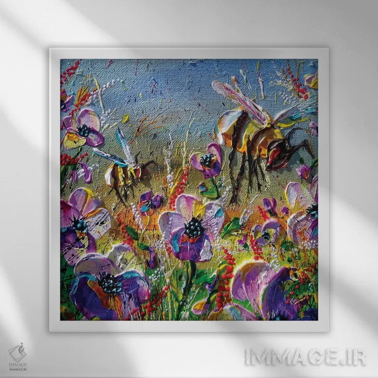 تابلو ابری همراه با احتمال زنبورها اثر اندرو آلن جانسون - نمای قابدار سفید