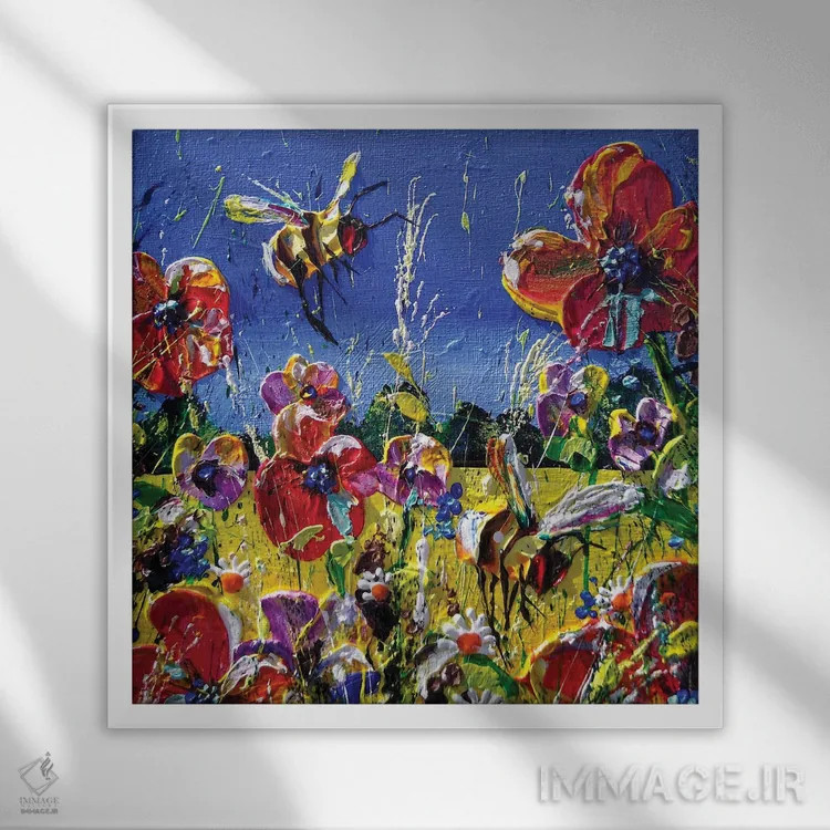 تابلو مزارع زرد اثر اندرو آلن جانسون - نمای قابدار سفید