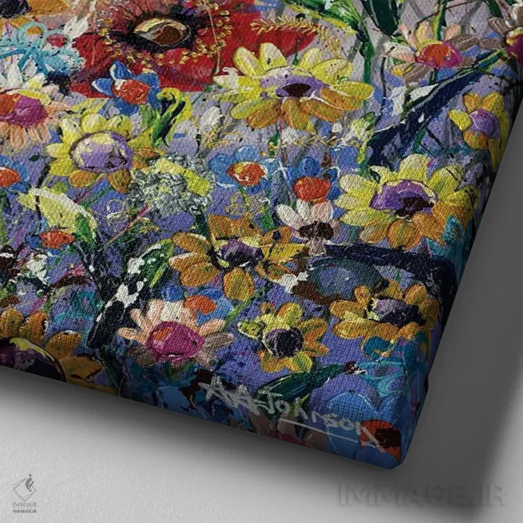 تابلو چمنزار شقایق اثر اندرو آلن جانسون - نمای نزدیک بافت بوم