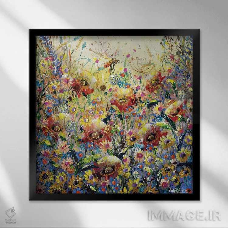 تابلو چمنزار شقایق اثر اندرو آلن جانسون - نمای قابدار مشکی