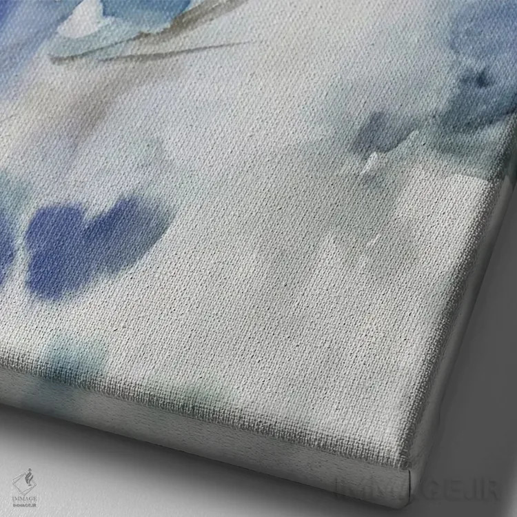 تابلو گلهای آبی II اثر آریا کِی - نمای نزدیک بافت بوم