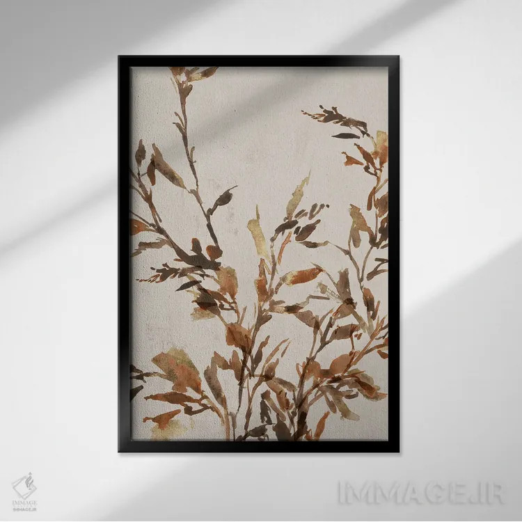 تابلو برگ طلایی I اثر آریا کِی - نمای قابدار مشکی