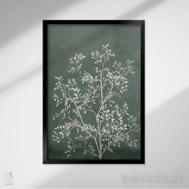 تابلو درخت ظریف I اثر آریا کِی - نمای قابدار مشکی