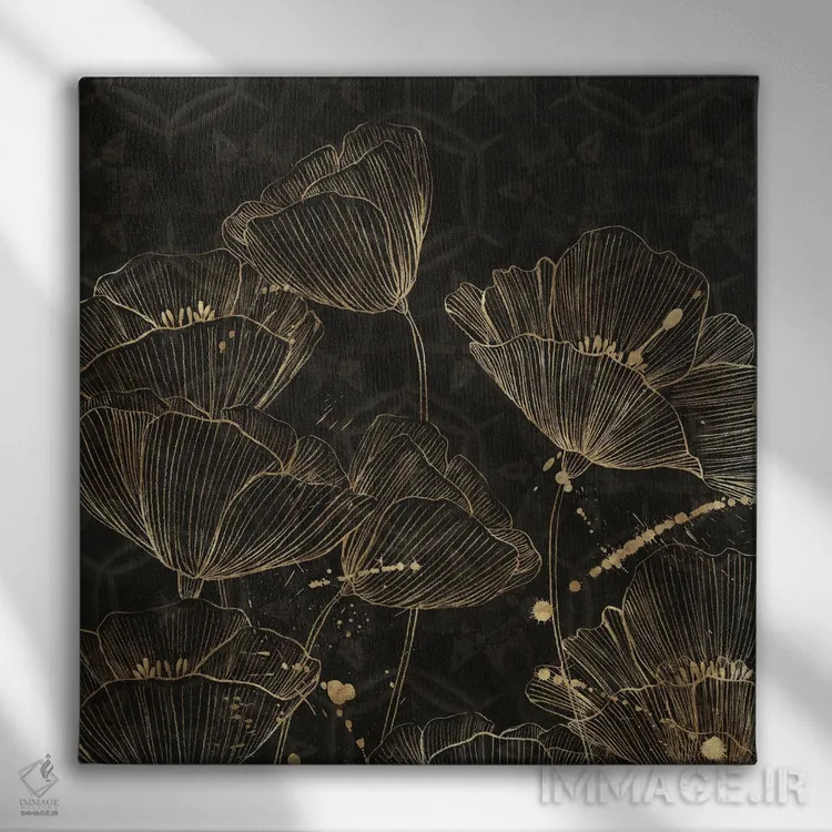 تابلو شکوفههای نیمهشب II اثر آریا کِی - نمای روبهرو روی دیوار