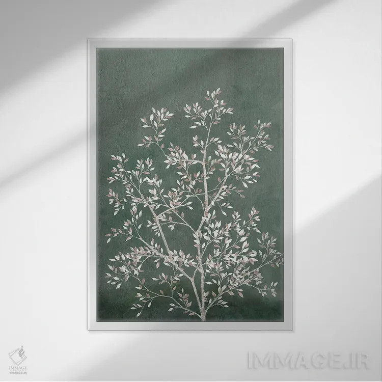 تابلو درخت ظریف I اثر آریا کِی - نمای قابدار سفید