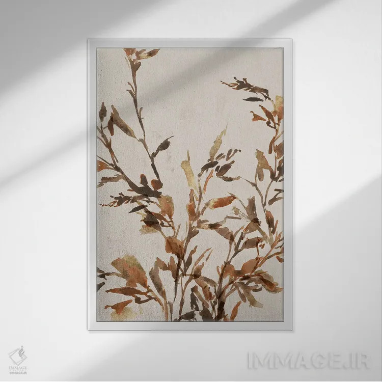 تابلو برگ طلایی I اثر آریا کِی - نمای قابدار سفید