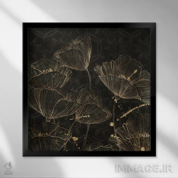 تابلو شکوفههای نیمهشب II اثر آریا کِی - نمای قابدار مشکی