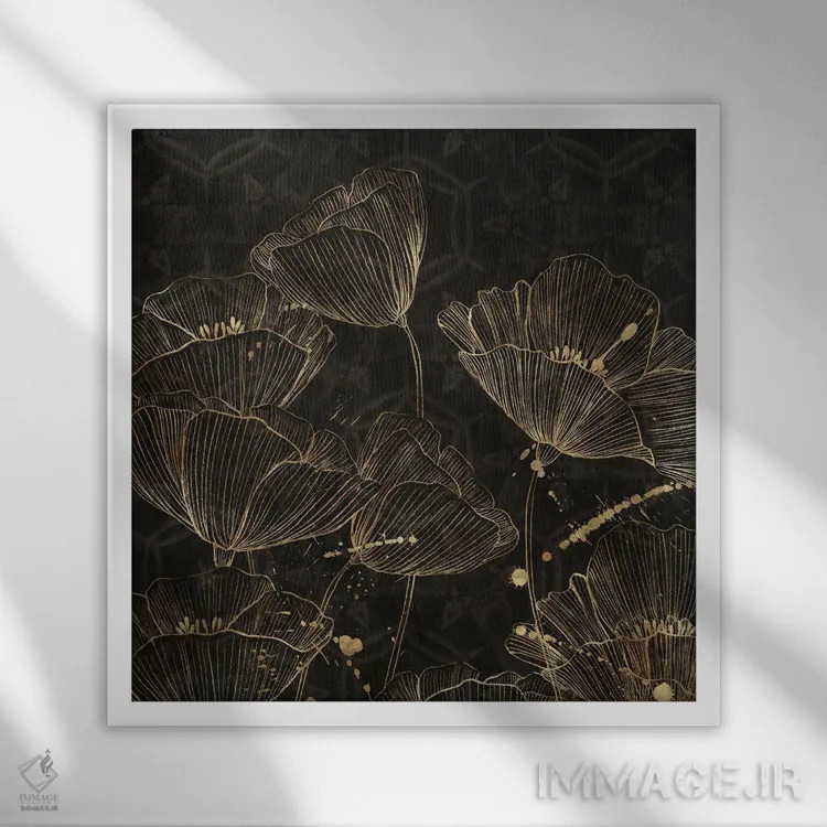 تابلو شکوفههای نیمهشب II اثر آریا کِی - نمای قابدار سفید