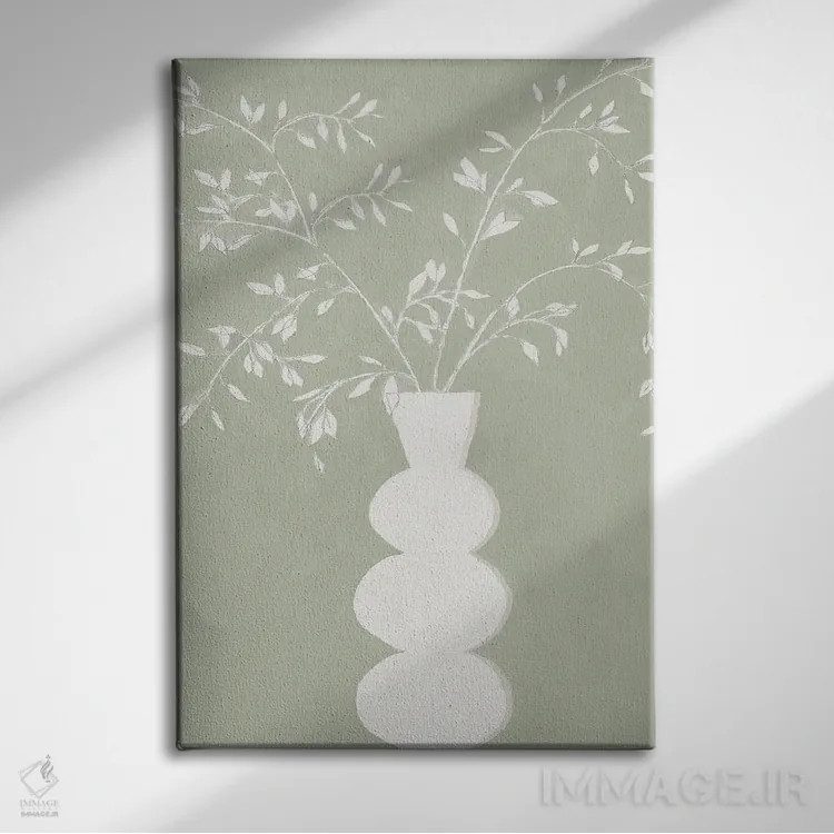 تابلو گلدان مریم گلی I اثر آریا کِی - نمای روبهرو روی دیوار