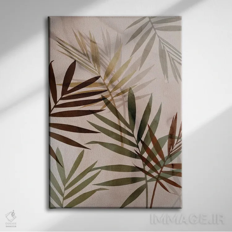 تابلو برگهای ملایم I اثر آریا کِی - نمای روبهرو روی دیوار