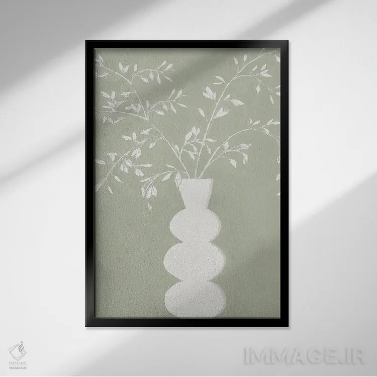 تابلو گلدان مریم گلی I اثر آریا کِی - نمای قابدار مشکی