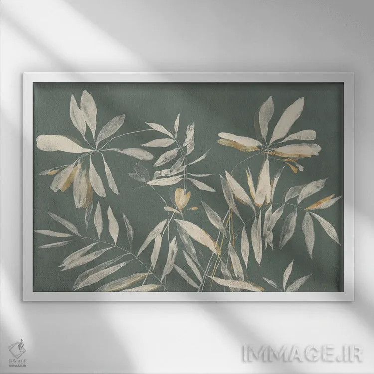 تابلو برگهای سایهنما اثر آریا کِی - نمای قابدار سفید