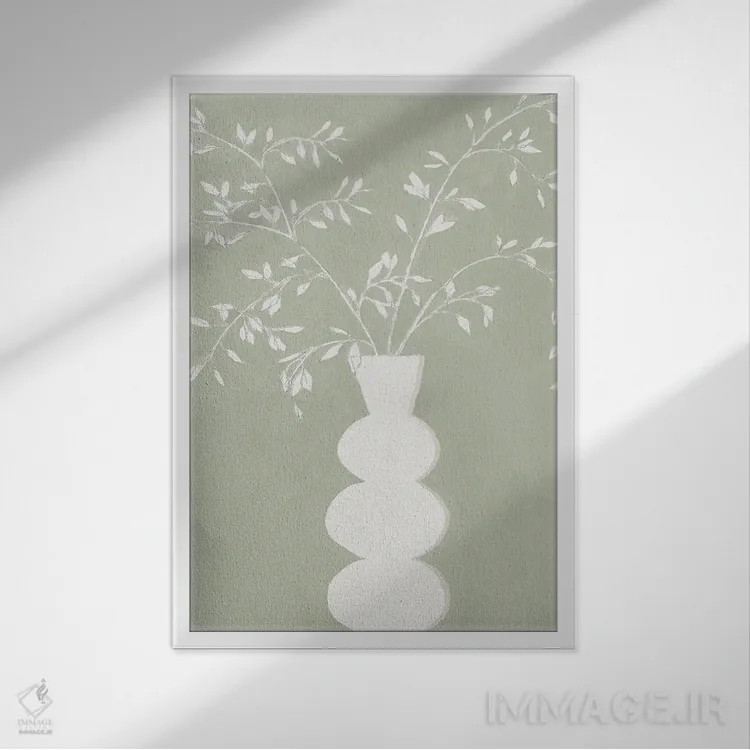 تابلو گلدان مریم گلی I اثر آریا کِی - نمای قابدار سفید