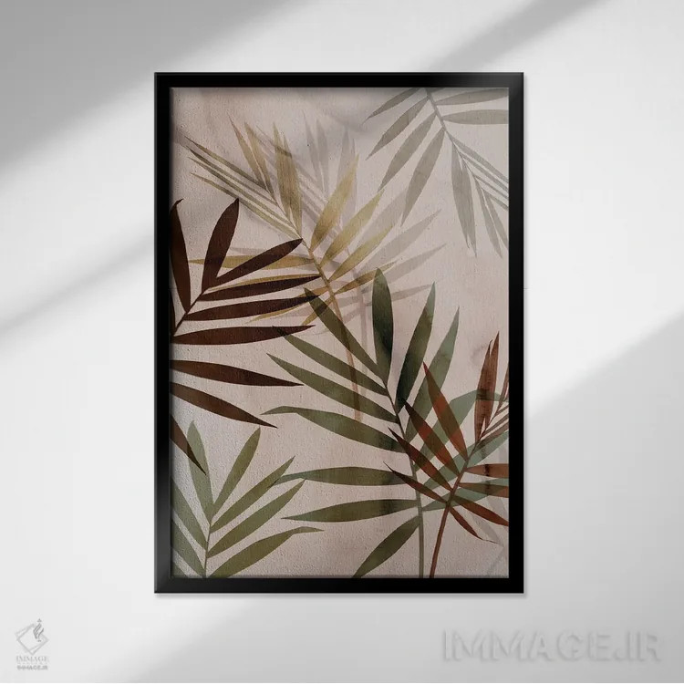 تابلو برگهای ملایم I اثر آریا کِی - نمای قابدار مشکی