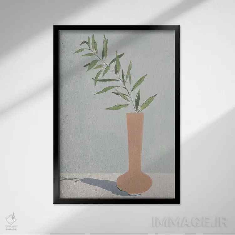 تابلو گلدان سفالی I اثر آریا کِی - نمای قابدار مشکی