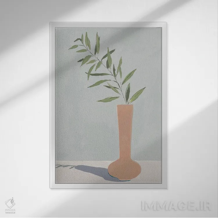 تابلو گلدان سفالی I اثر آریا کِی - نمای قابدار سفید