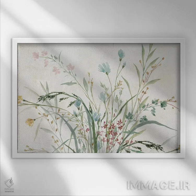 تابلو گلهای وحشی جنگل اثر آریا کِی - نمای قابدار سفید