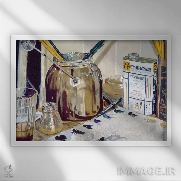 تابلو پالت نقاش اثر آندریا آلوین - نمای قابدار سفید