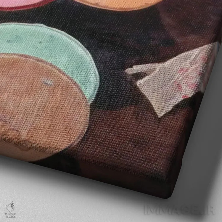 تابلو آبنبات ویفر رنگارنگ اثر آندریا آلوین - نمای نزدیک بافت بوم