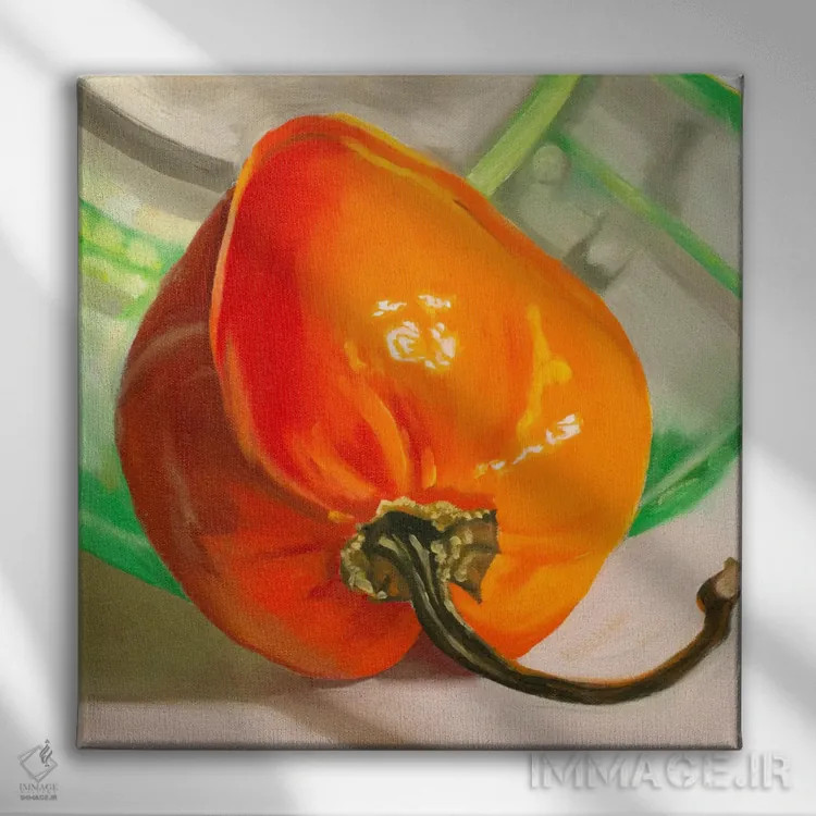 تابلو فلفل هابانرو نارنجی (نوعی فلفل تند) اثر آندریا آلوین - نمای روبهرو روی دیوار
