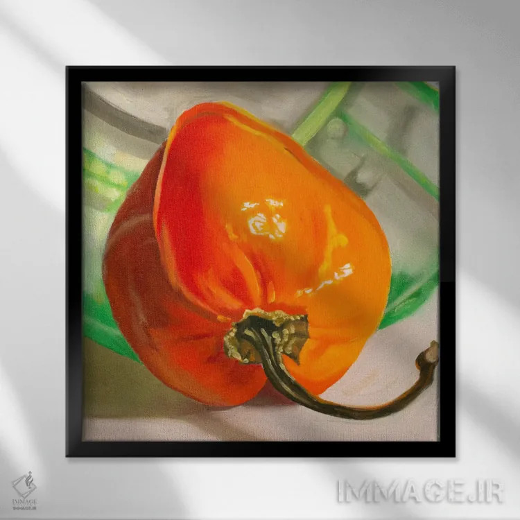 تابلو فلفل هابانرو نارنجی (نوعی فلفل تند) اثر آندریا آلوین - نمای قابدار مشکی