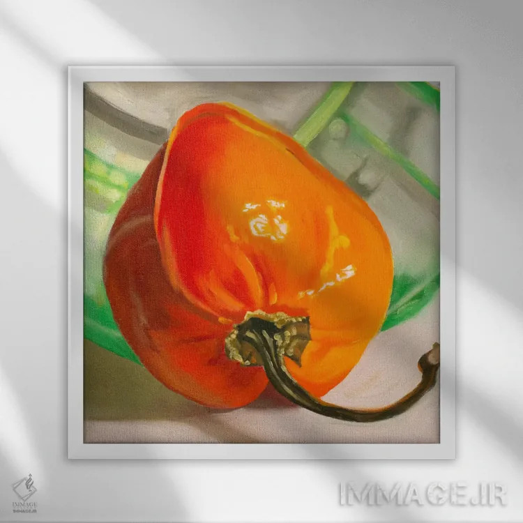 تابلو فلفل هابانرو نارنجی (نوعی فلفل تند) اثر آندریا آلوین - نمای قابدار سفید