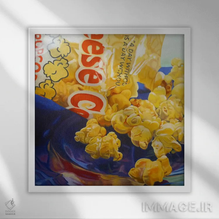 تابلو مرد پاپکُرن اثر آندریا آلوین - نمای قابدار سفید