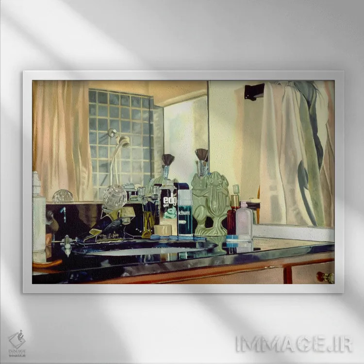 تابلو حمام (فرانسوی) اثر آندریا آلوین - نمای قابدار سفید