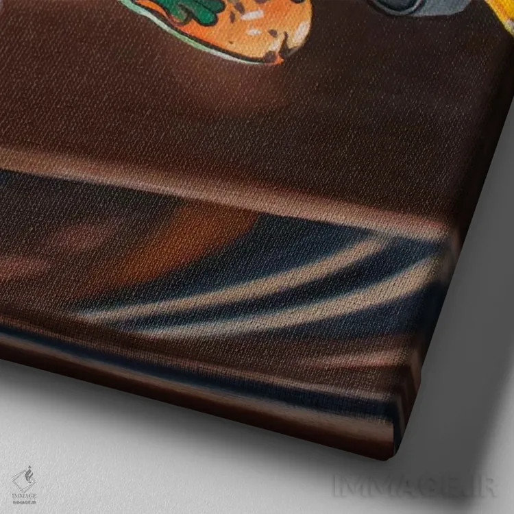 تابلو آماده باش، حرکت کن! اثر آندریا آلوین - نمای نزدیک بافت بوم