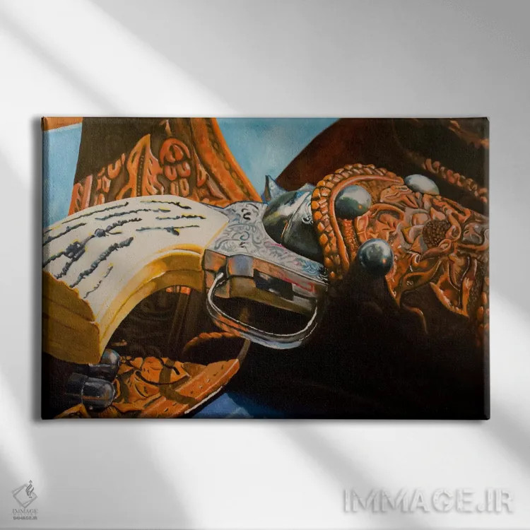 تابلو تفنگ ششلول آدم خوبه اثر آندریا آلوین - نمای روبهرو روی دیوار