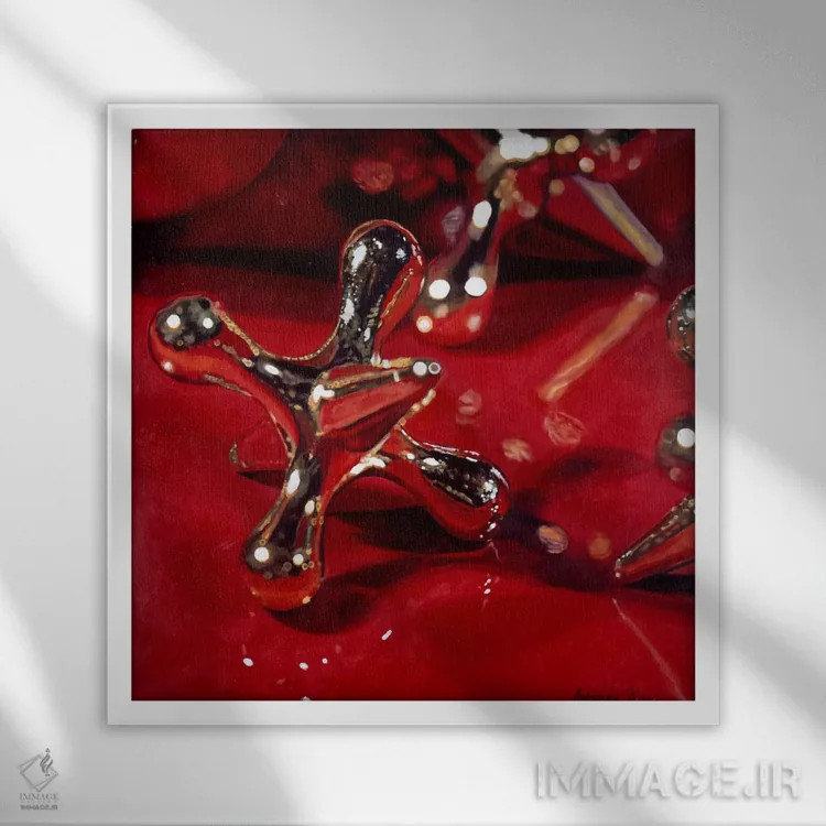 تابلو جکهای قرمز اثر آندریا آلوین - نمای قابدار سفید