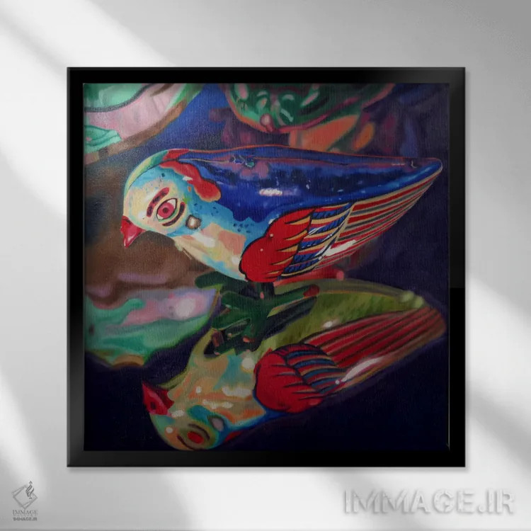 تابلو پرنده حلبی اثر آندریا آلوین - نمای قابدار مشکی