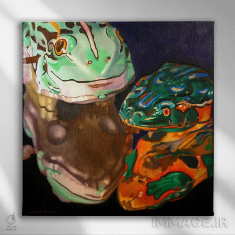 تابلو قورباغههای حلبی اثر آندریا آلوین - نمای روبهرو روی دیوار