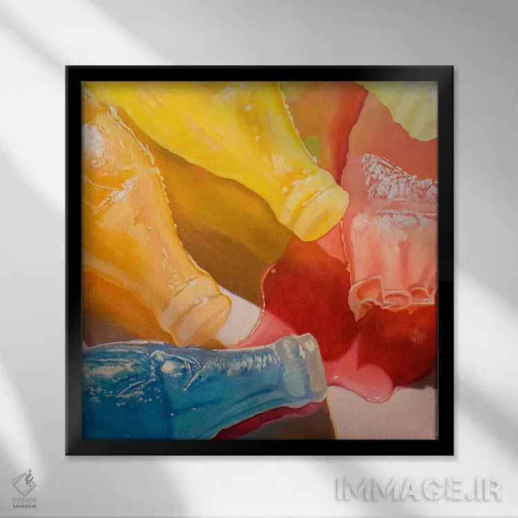 تابلو بطریهای مومی اثر آندریا آلوین - نمای قابدار مشکی