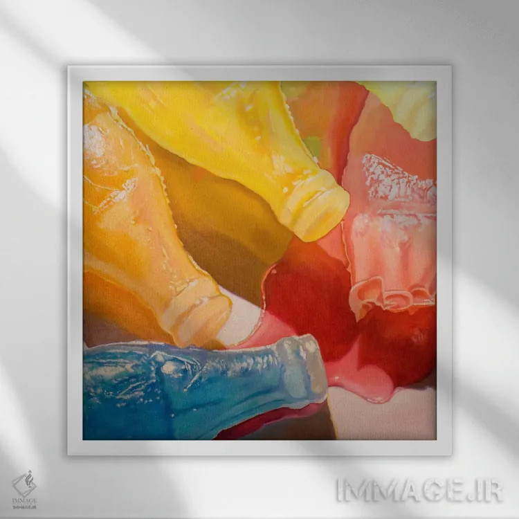 تابلو بطریهای مومی اثر آندریا آلوین - نمای قابدار سفید