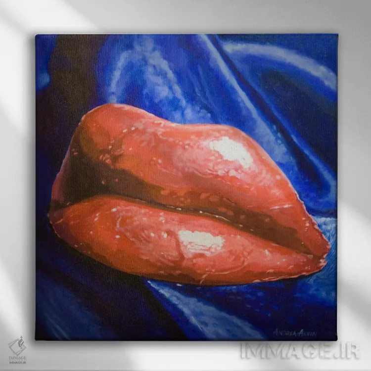 تابلو لبهای مومی اثر آندریا آلوین - نمای روبهرو روی دیوار